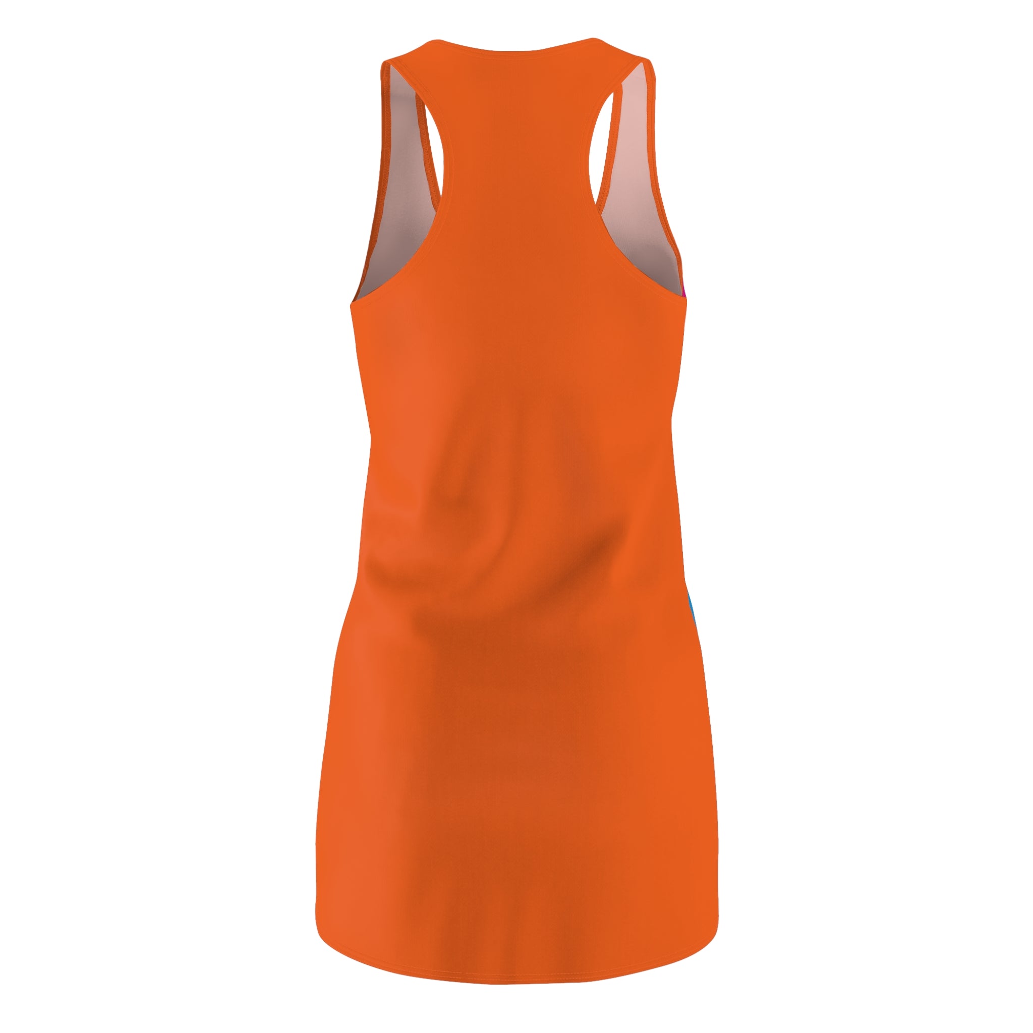 Racerback Dress — Bold Orange 'Knock Offf' Graffiti Print