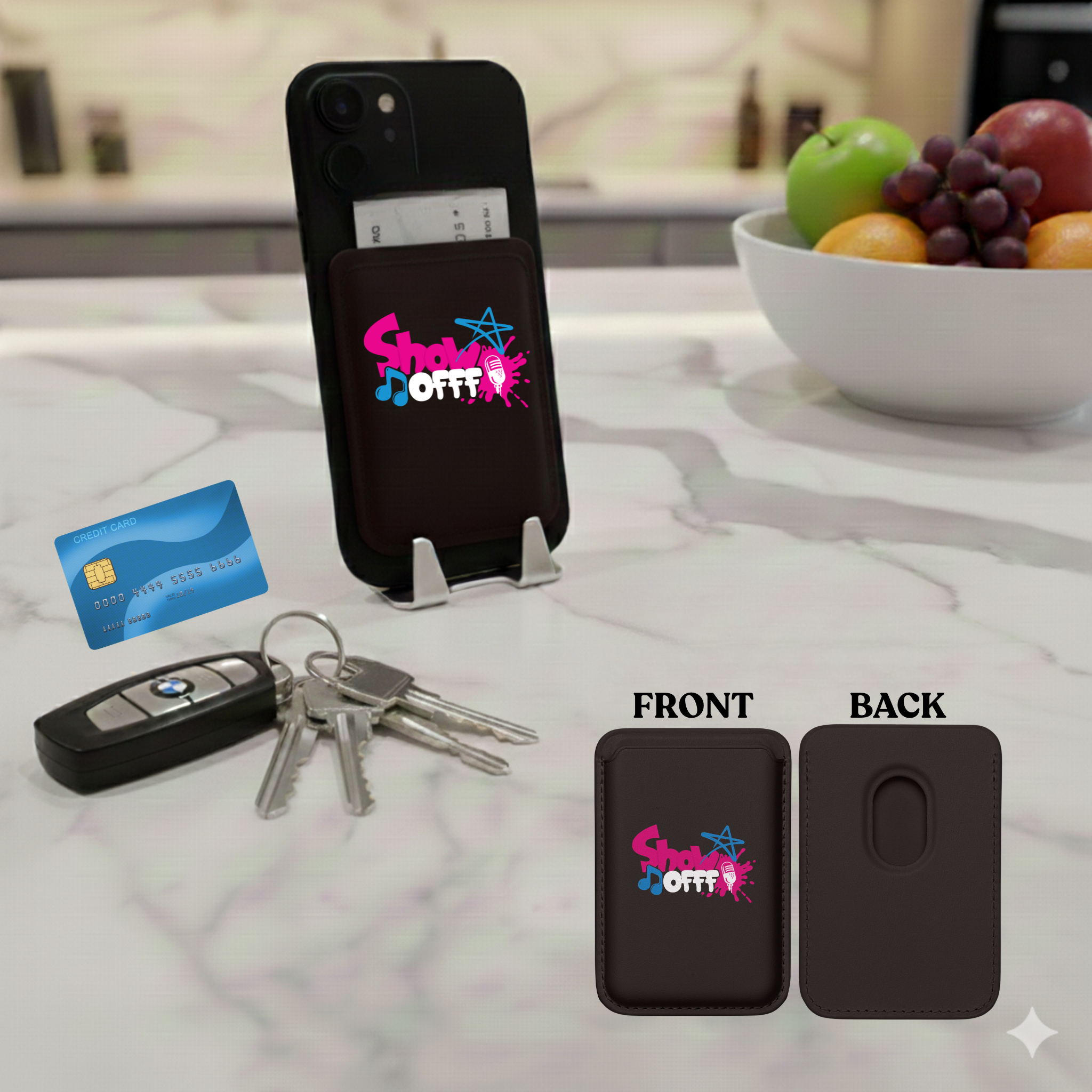 ShowOFFF  Vegan MagSafe Wallet: Stylish & Compact