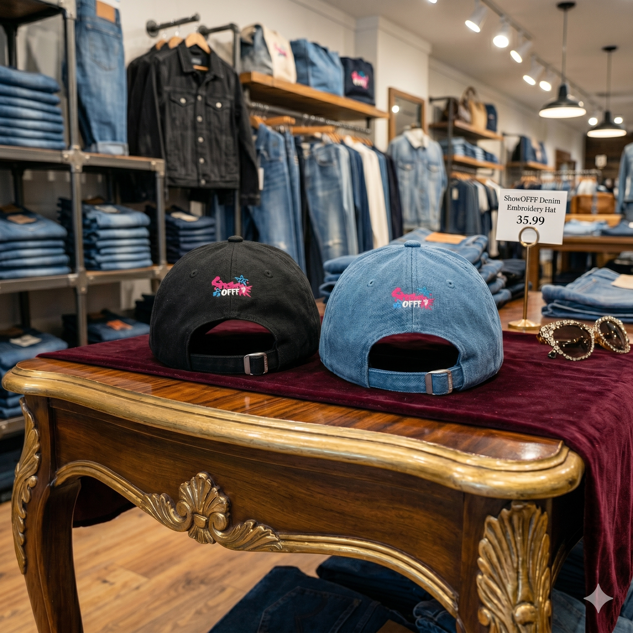 ShowOFFF Unisex Denim Embroidery Hat