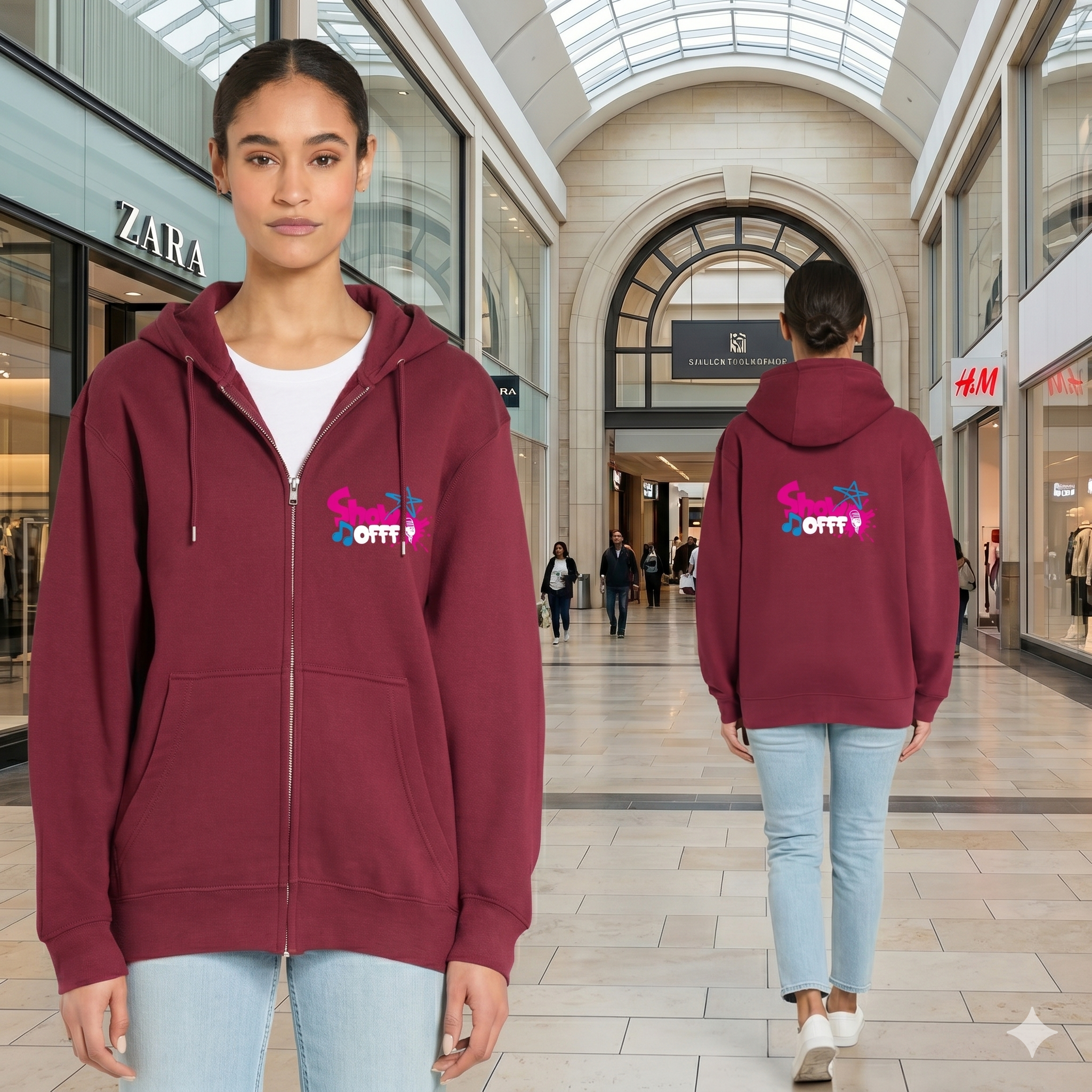 ShowOFFF Unisex Fleece Zip Hoodie