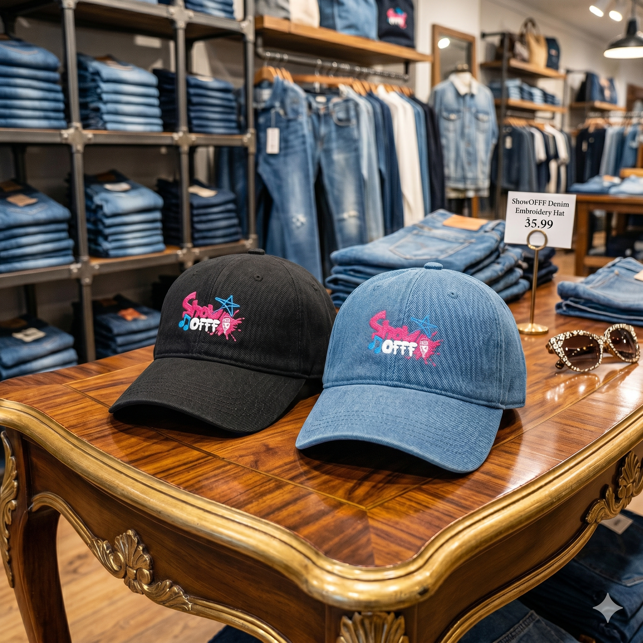 ShowOFFF Unisex Denim Embroidery Hat