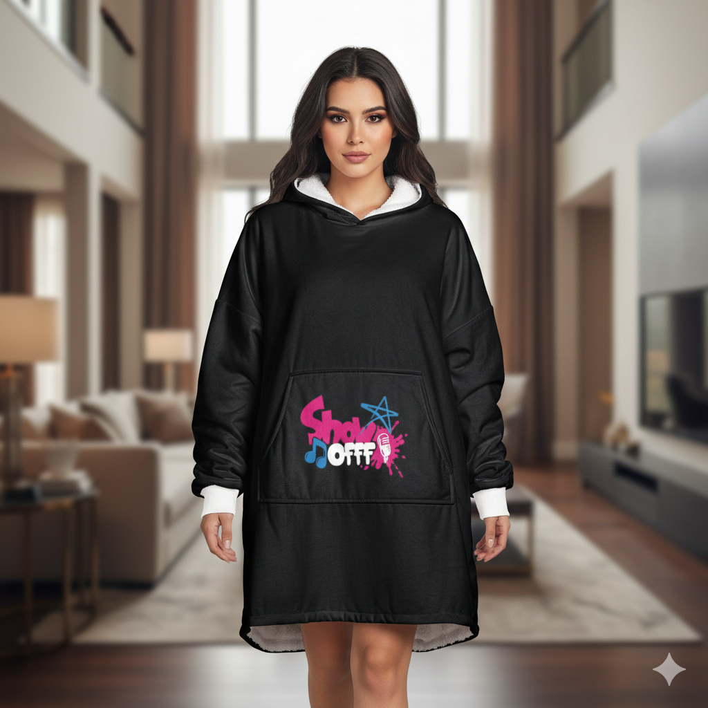 "ShowOFFF" Unisex Pocket Cozy Hooded Blanket