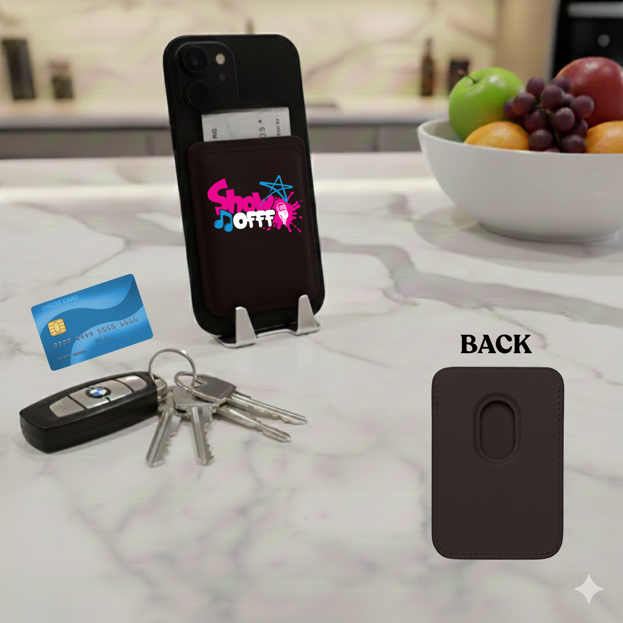 ShowOFFF  Vegan MagSafe Wallet: Stylish & Compact